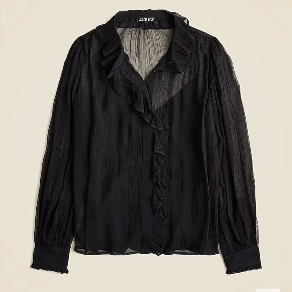 j crew Ruffle button-up shirt in crinkle chiffon